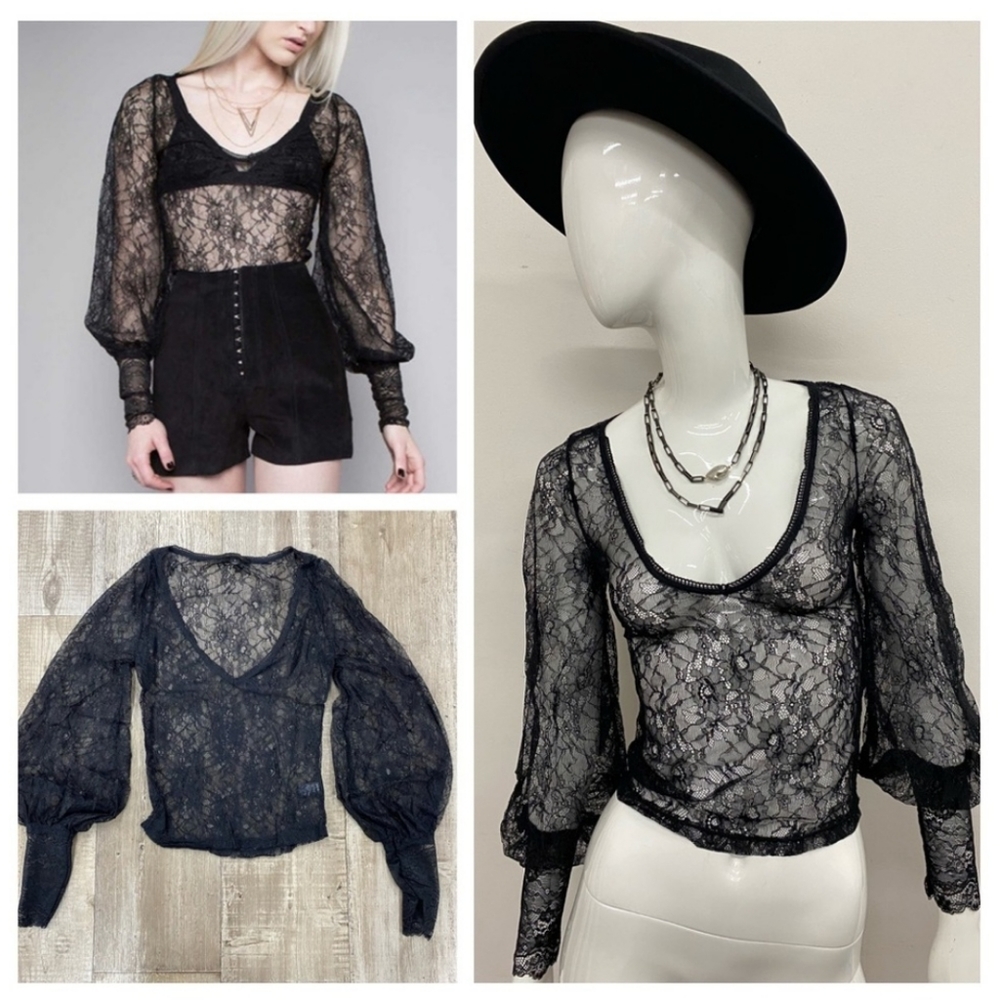 π€ Midnight Hour Lace Victorian Blouse π€ - Picture 1 of 15